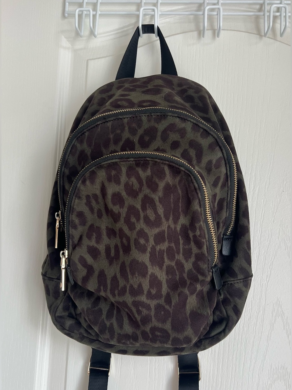 Urban Planet Leopard Print Mini Backpack - Olive & Black